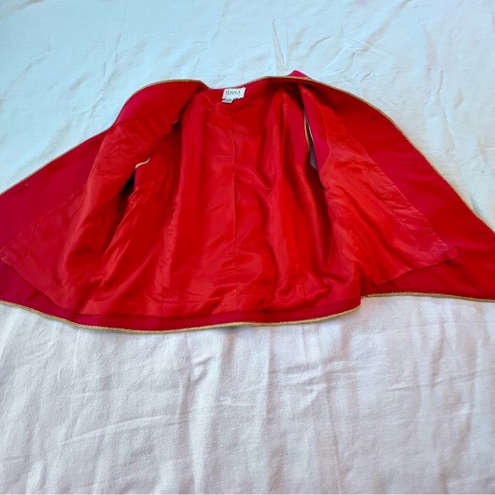 Jenna VTG 100% Wool Embroidered‎ Appliqué Christmas Ornament Button Vest Red L - Picture 14 of 16
